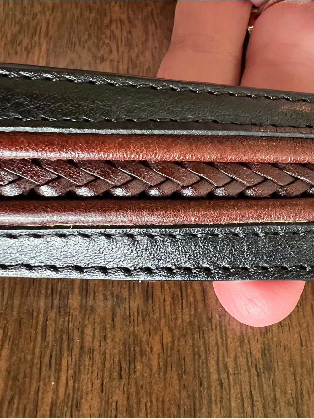 VTG ONYX by Brighton Two Tone Leather Belt Men 42 Silver Buckle Western Rodeo